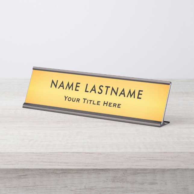 Professional Modern Black and Gold Office Desk Name Plate (Front)