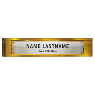 Professional Modern Black and Gold Office Nameplate