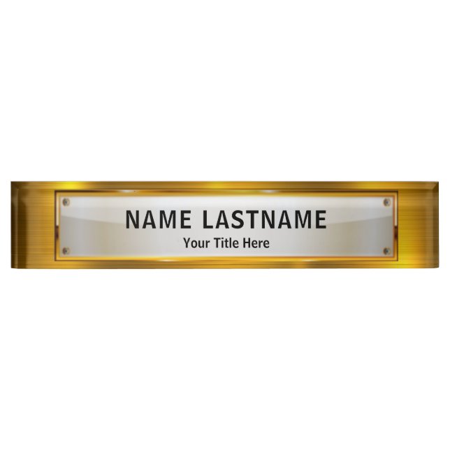 Professional Modern Black and Gold Office Nameplate (Front)