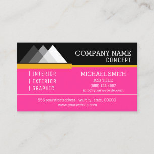 Professional Modern Black and Hot Pink Business Card