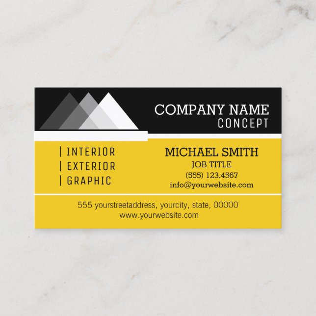 Professional Modern Black and Jonquil Business Card (Front)