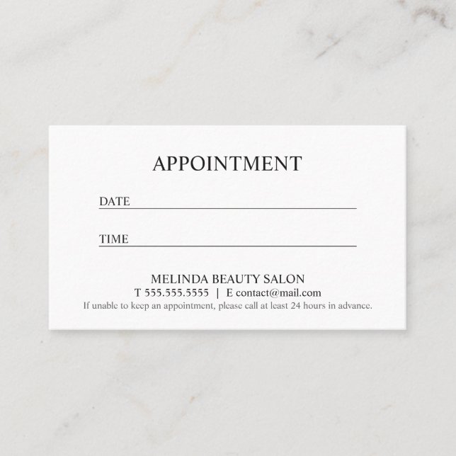 Professional Modern Black and White Appointment Card (Front)