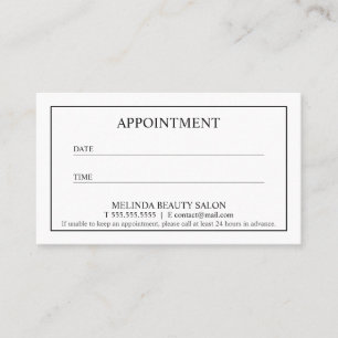 Professional Modern Black and White Appointment Card