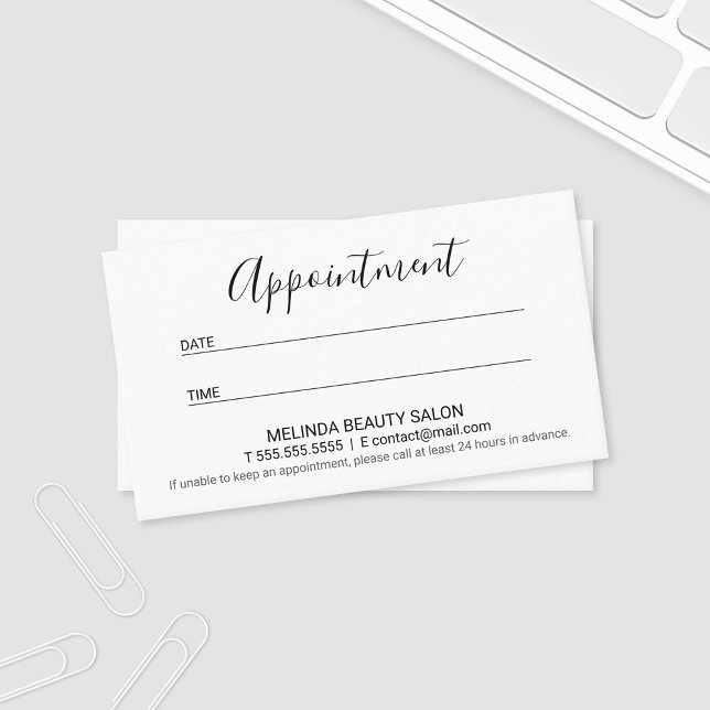Professional Modern Black and White Appointment Card (Creator Uploaded)