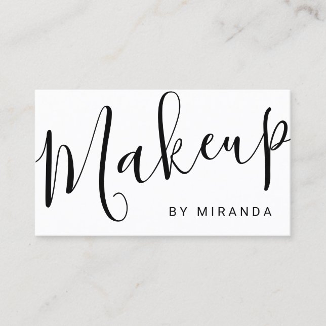 Professional Modern Black and White Makeup Artist Business Card (Front)