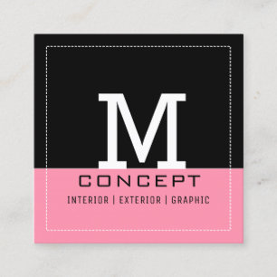 Professional Modern Black Baker-Mille Monogram Square Business Card
