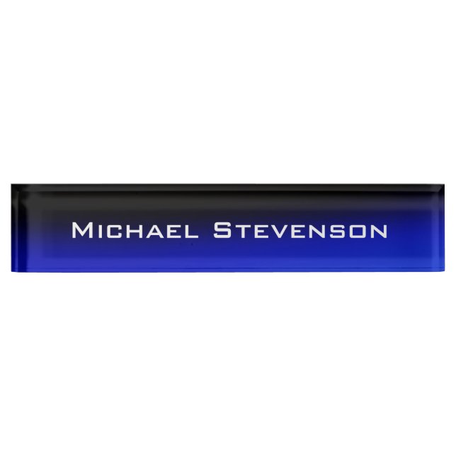 Professional Modern Black Blue Business Nameplate (Front)