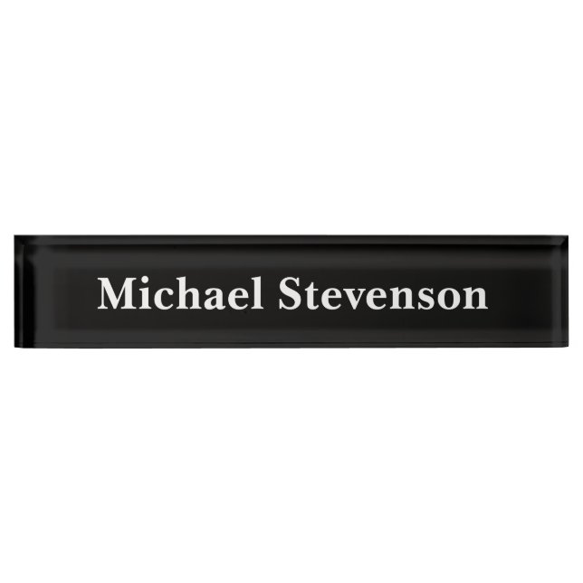 Professional Modern Black Business Desk Nameplate (Front)