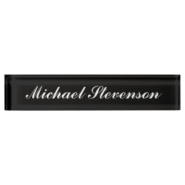 Professional Modern Black Business Desk Nameplate (Front)