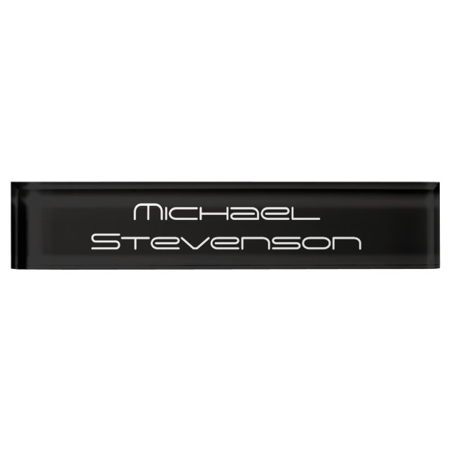 Professional Modern Black Business Desk Nameplate (Front)