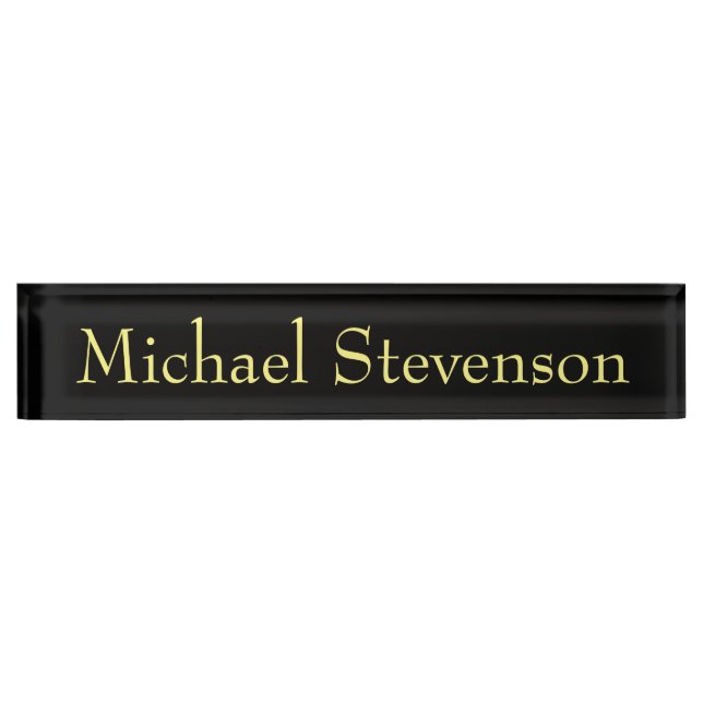 Professional Modern Black Business Desk Nameplate (Front)