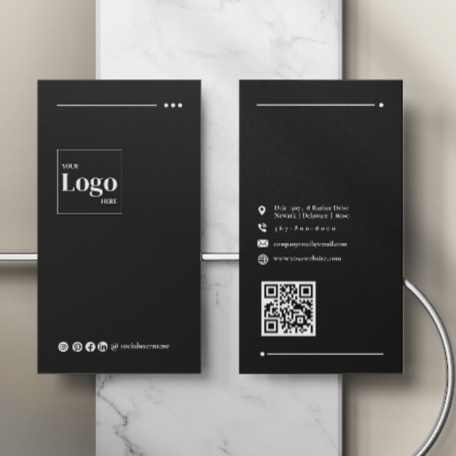 Professional Modern Black Company Business Card (Creator Uploaded)