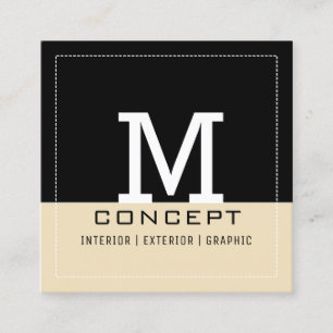 Professional Modern Black Dutch White Monogram Square Business Card