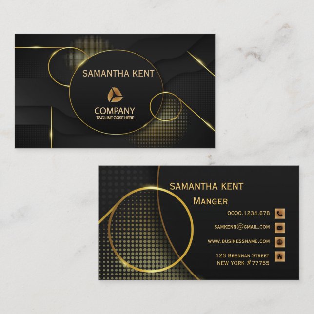 Professional Modern  black & Gold  Business Card (Front/Back)