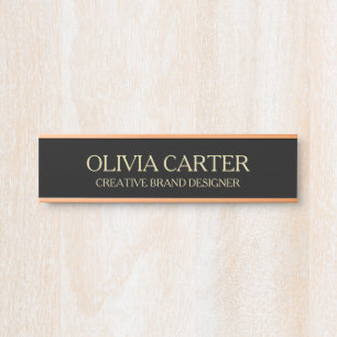 Professional Modern Black Gold Office Name Title  Door Sign