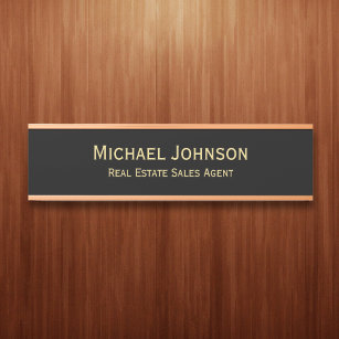 Professional Modern Black Gold Office Name Title Door Sign