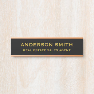 Professional Modern Black Gold Office Name Title Door Sign