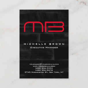 Professional Modern Black Grey Red Monogram Business Card