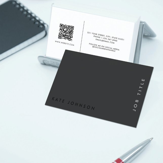 Professional Modern Black Minimalist QR Code Business Card (Professional Modern Black Minimalist QR Code Business Card)