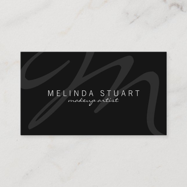 Professional Modern Black Monogram Business Card (Front)