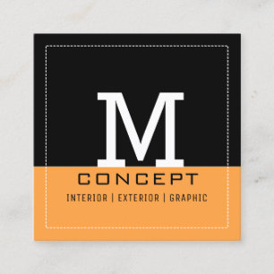 Professional Modern Black Neon Carrot Monogram Square Business Card
