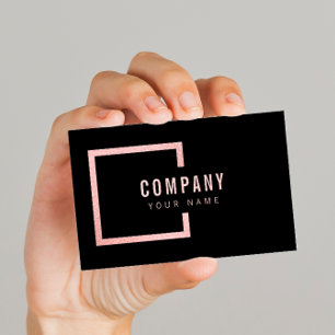 Professional Modern Black pink blush Glitter  Business Card