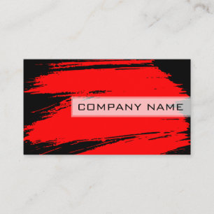 Professional Modern Black Red Brush Stroke Business Card