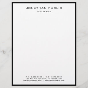 Professional Modern Black White Elegant Minimalist Custom Letterhead