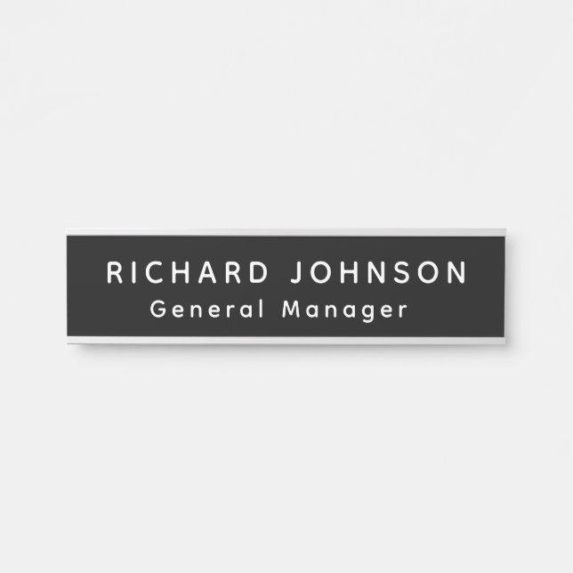 Professional Modern Black White Office Name Title  Door Sign (Front)