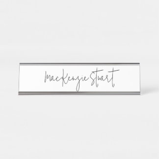Professional Modern Black White Simple Business Desk Name Plate