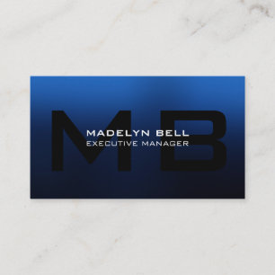 Professional Modern Blue Black Monogram Business Card
