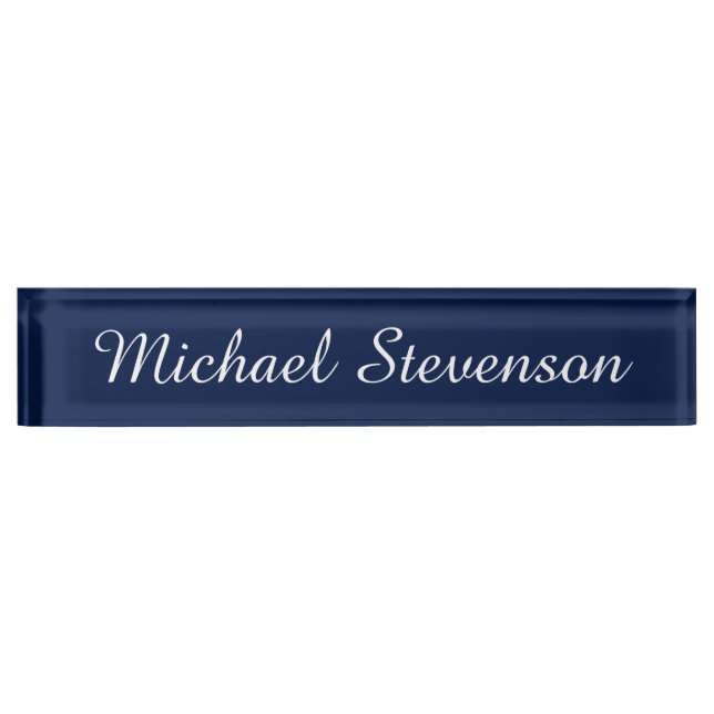 Professional Modern Blue Business Desk Nameplate (Front)