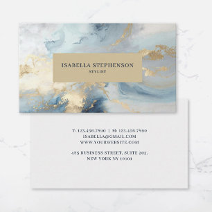 Professional Modern Blue Gold Marble Pattern Business Card