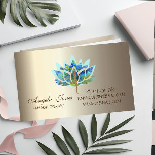 Professional Modern Blue Lotus Flower Yoga Girl Magnetic Business Card