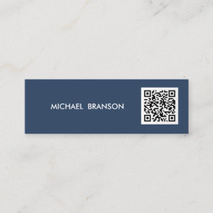 Professional Modern blue Minimalist QR CODE  Mini Business Card