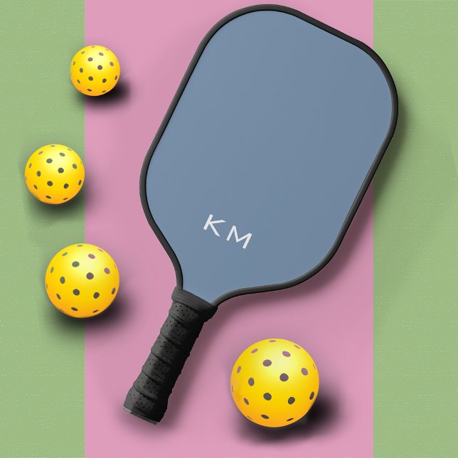 Professional Modern Blue Monogram Initials Pickleball Paddle (Creator Uploaded)