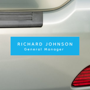 Professional Modern Blue White Office Name Title  Bumper Sticker