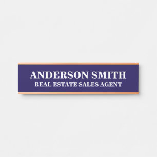 Professional Modern blue white Office Name Title  Door Sign