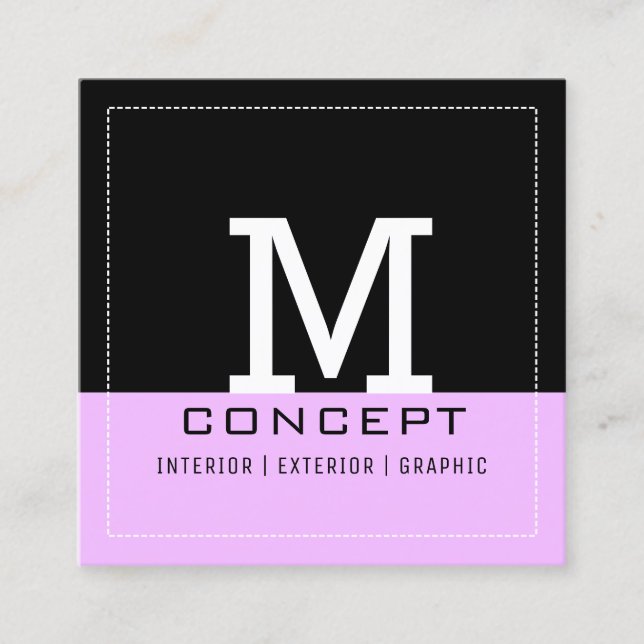 Professional Modern Brilliant Lavender Monogram Square Business Card (Front)