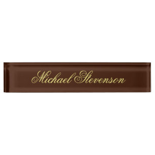 Professional Modern Brown Business Desk Nameplate