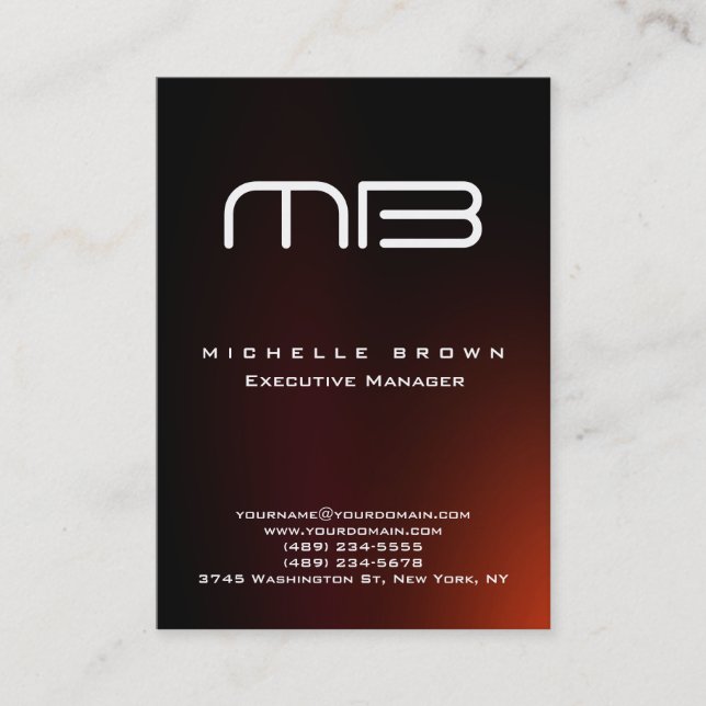 Professional Modern Brown Red Monogram Business Card (Front)