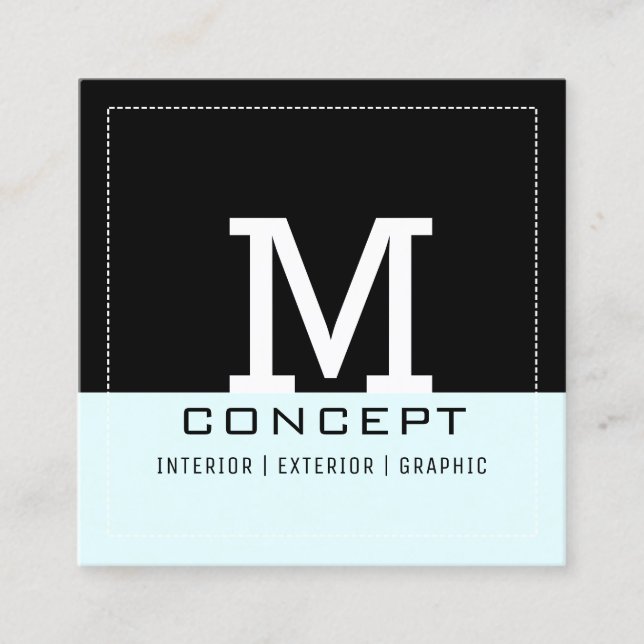 Professional Modern Bubbles Monogram Square Business Card (Front)
