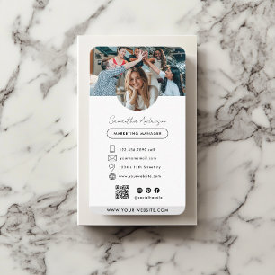 Professional Modern Business Card with Photo & QR 