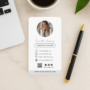 Professional Modern Business Card with Photo & QR 