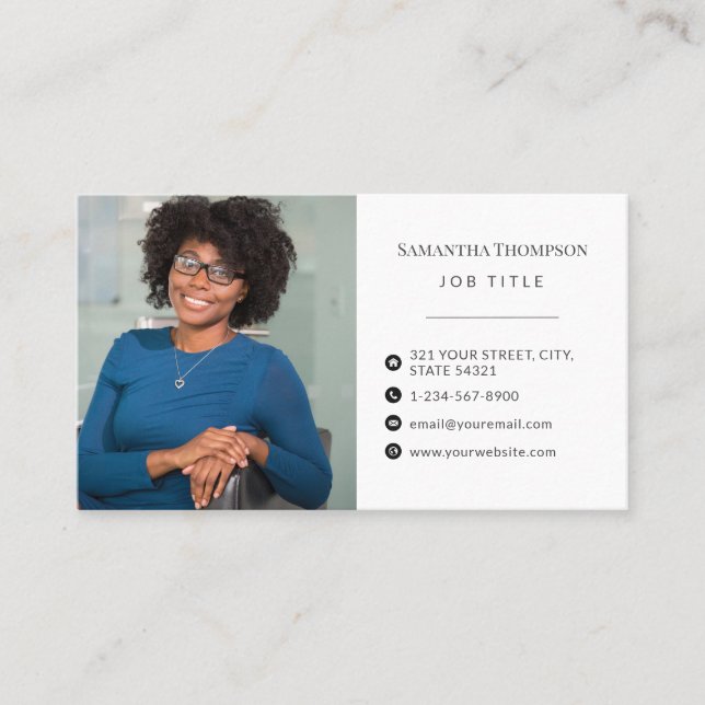 Professional Modern Business Employee photo Business Card (Front)
