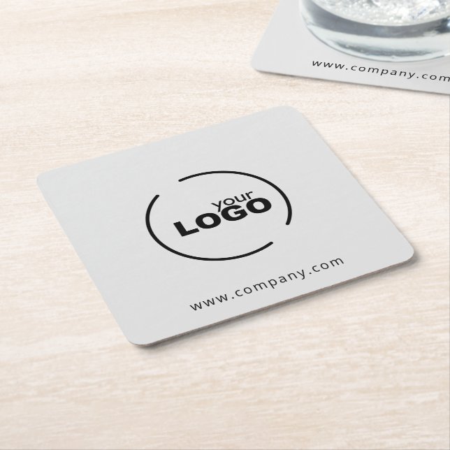 Professional Modern Business Logo Grey Square Paper Coaster (Angled)