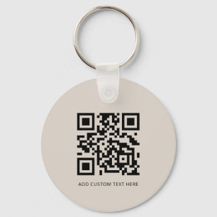 Professional Modern Business Logo QR Code Beige Key Ring