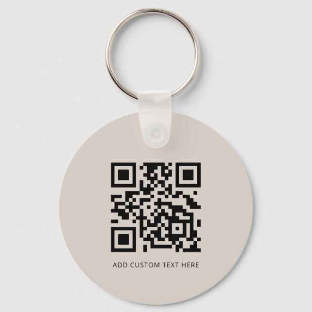 Professional Modern Business Logo QR Code Beige Key Ring (Back)