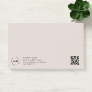 Professional Modern Business Logo QR Code Beige Post-it Notes