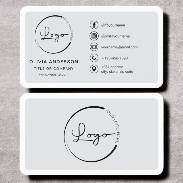 Professional Modern Business Logo Social Media Business Card (Creator Uploaded)
